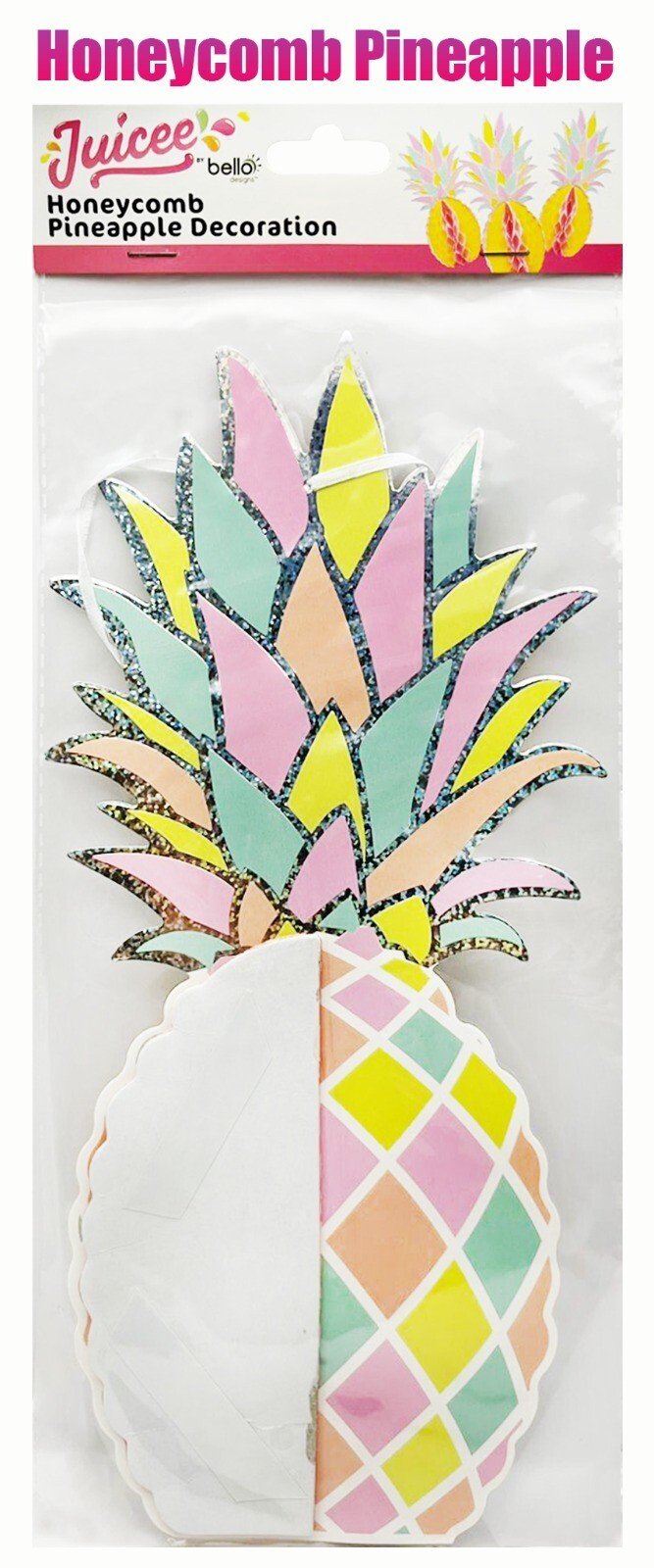 2 x Tropical Pineapple Party Decor Honeycomb Paper Tablescape Table Decoration