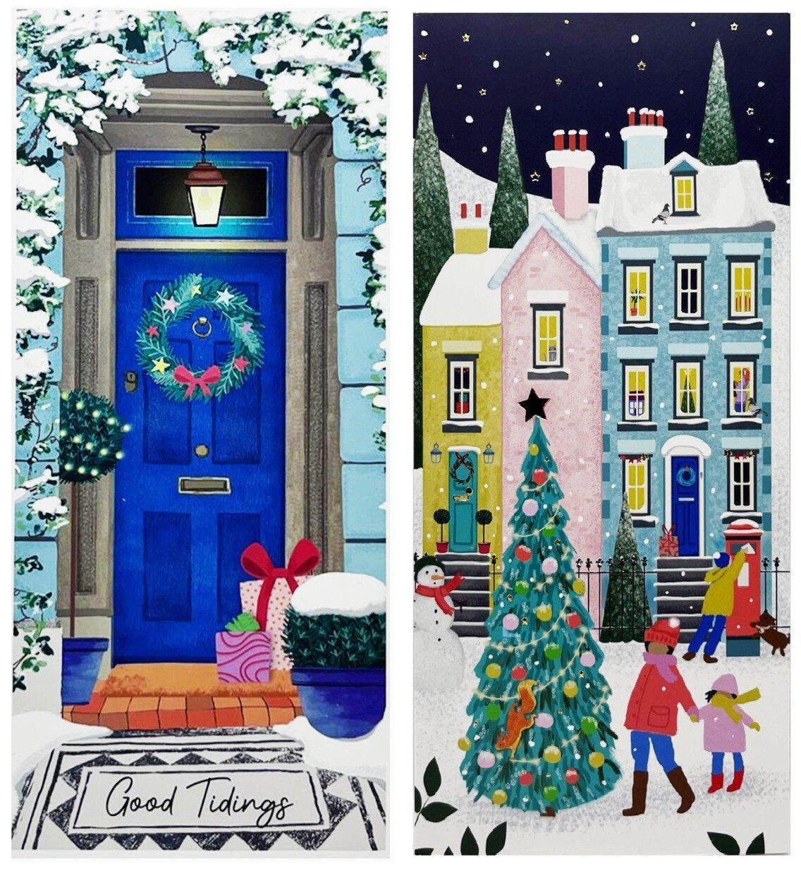 Christmas Cards Luxury 6 Card Pack Set Photo Xmas Traditional Santa Snowman UK