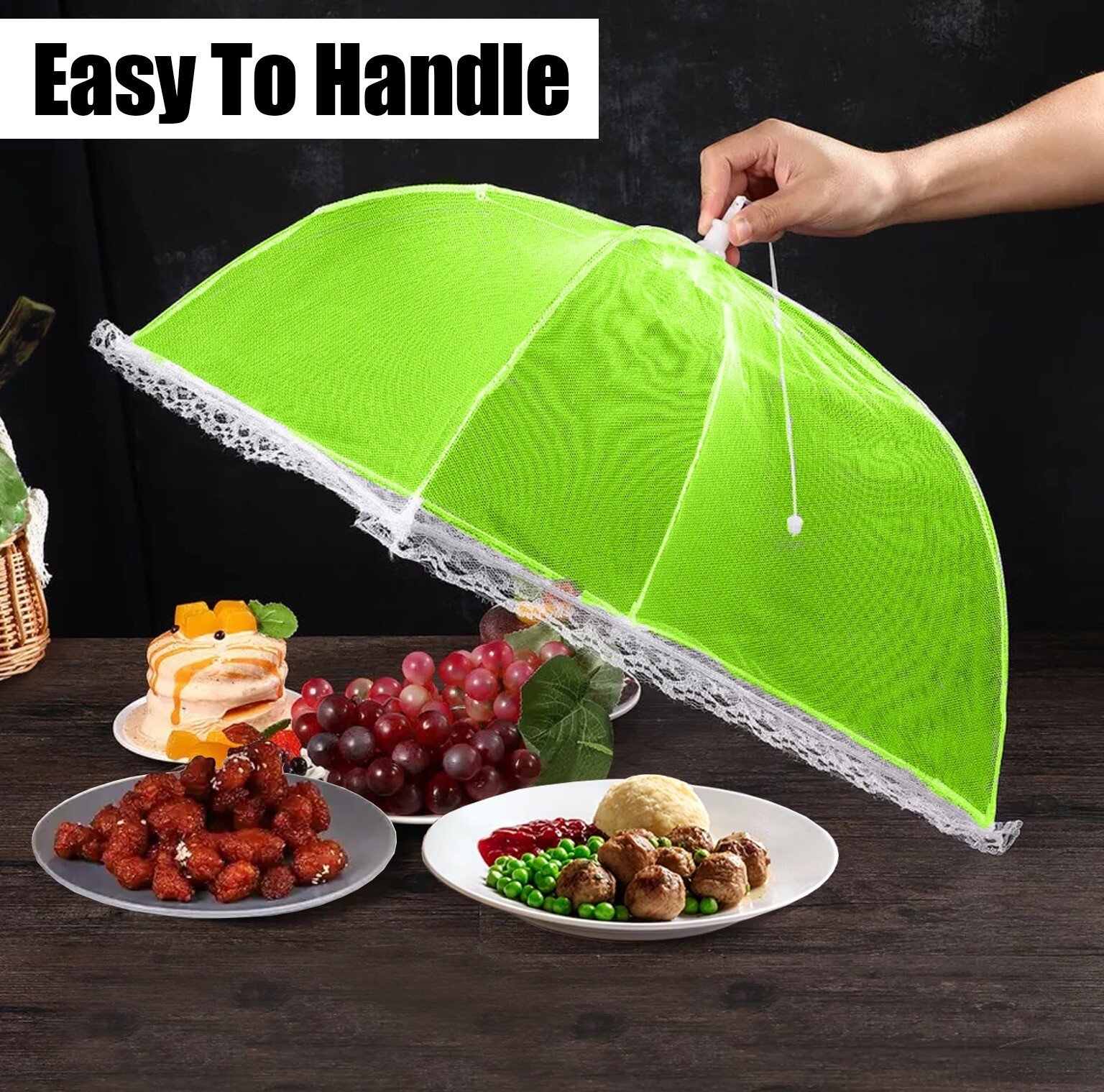 3 x Pop Up Food Cover Mesh Net Dome Umbrella Collapsible Bug Fly Insect BBQ 30cm