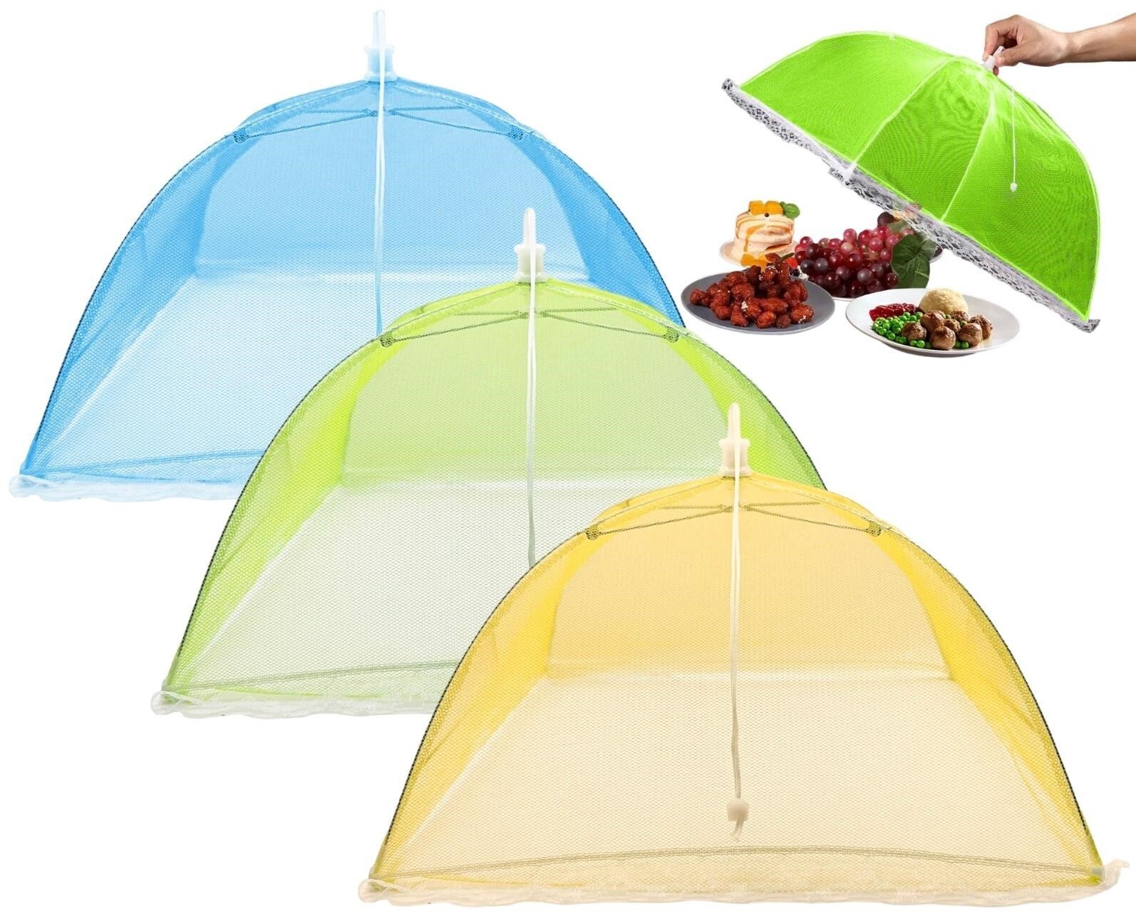 3 x Pop Up Food Cover Mesh Net Dome Umbrella Collapsible Bug Fly Insect BBQ 30cm