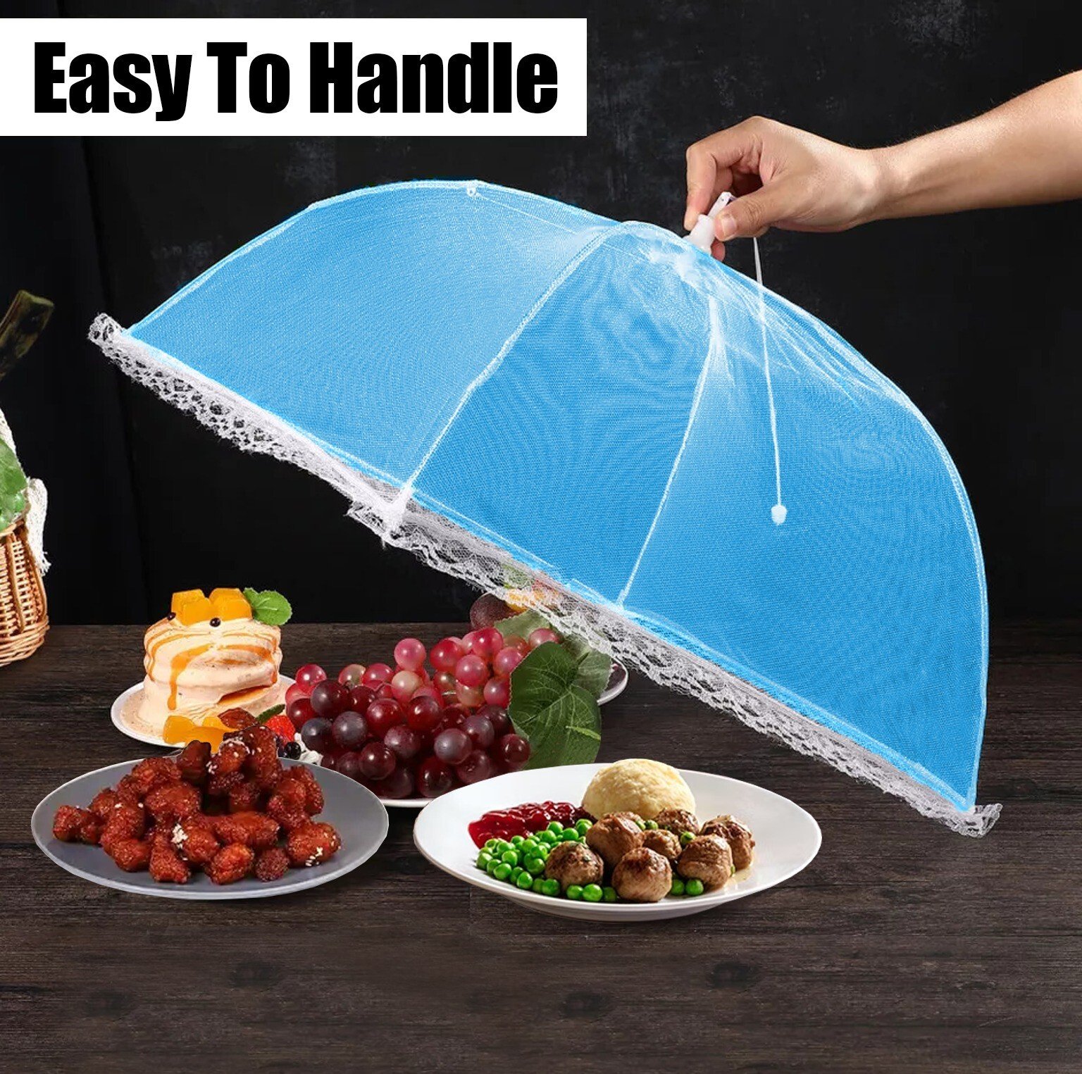 3 x Pop Up Food Cover Mesh Net Dome Umbrella Collapsible Bug Fly Insect BBQ 30cm