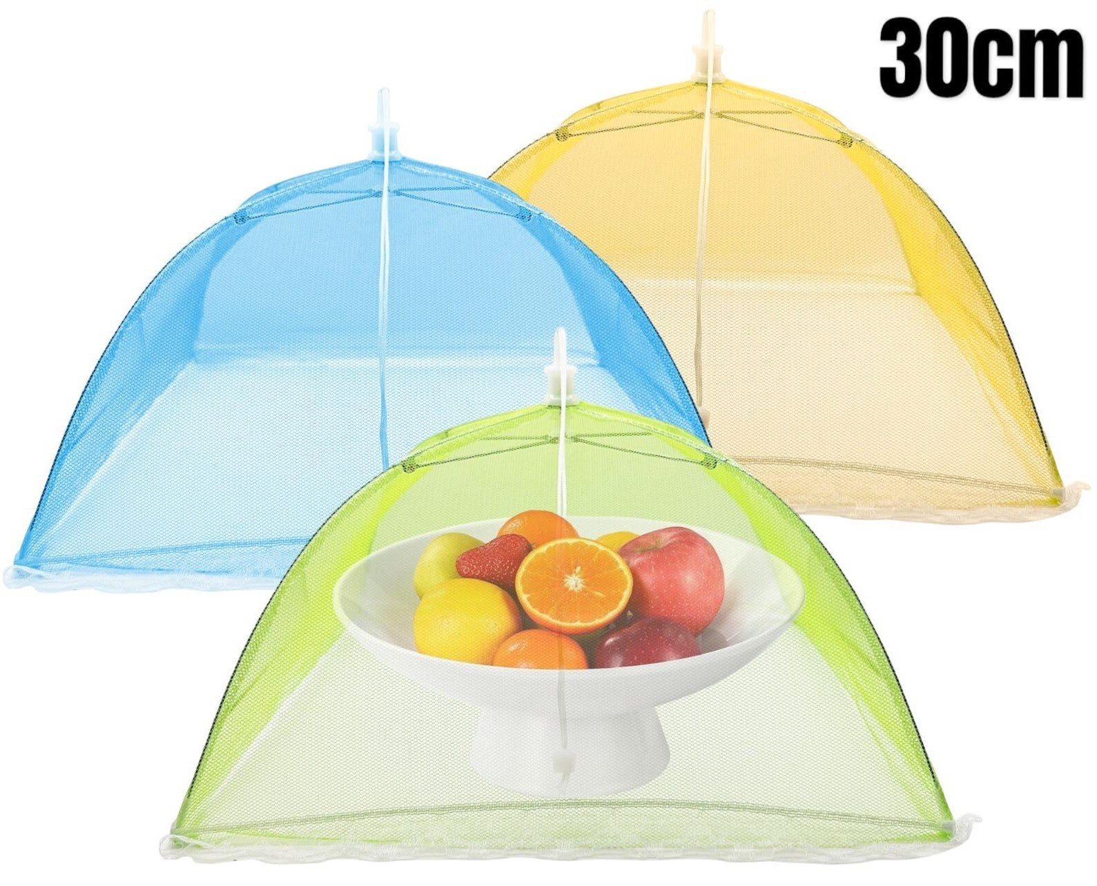 3 x Pop Up Food Cover Mesh Net Dome Umbrella Collapsible Bug Fly Insect BBQ 30cm