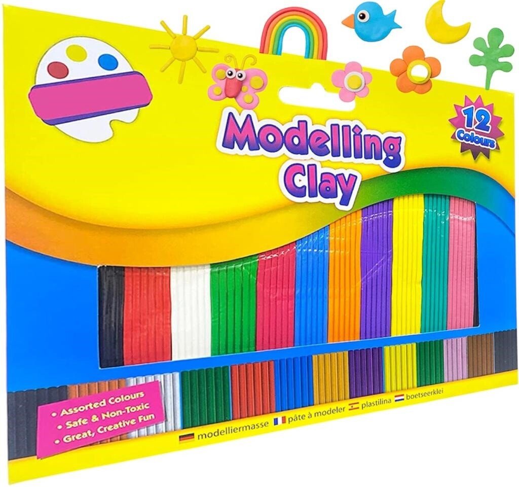 Kids Modelling Clay Set Plasticine 12 Pack Non Toxic Play Craft & Create 3+Years