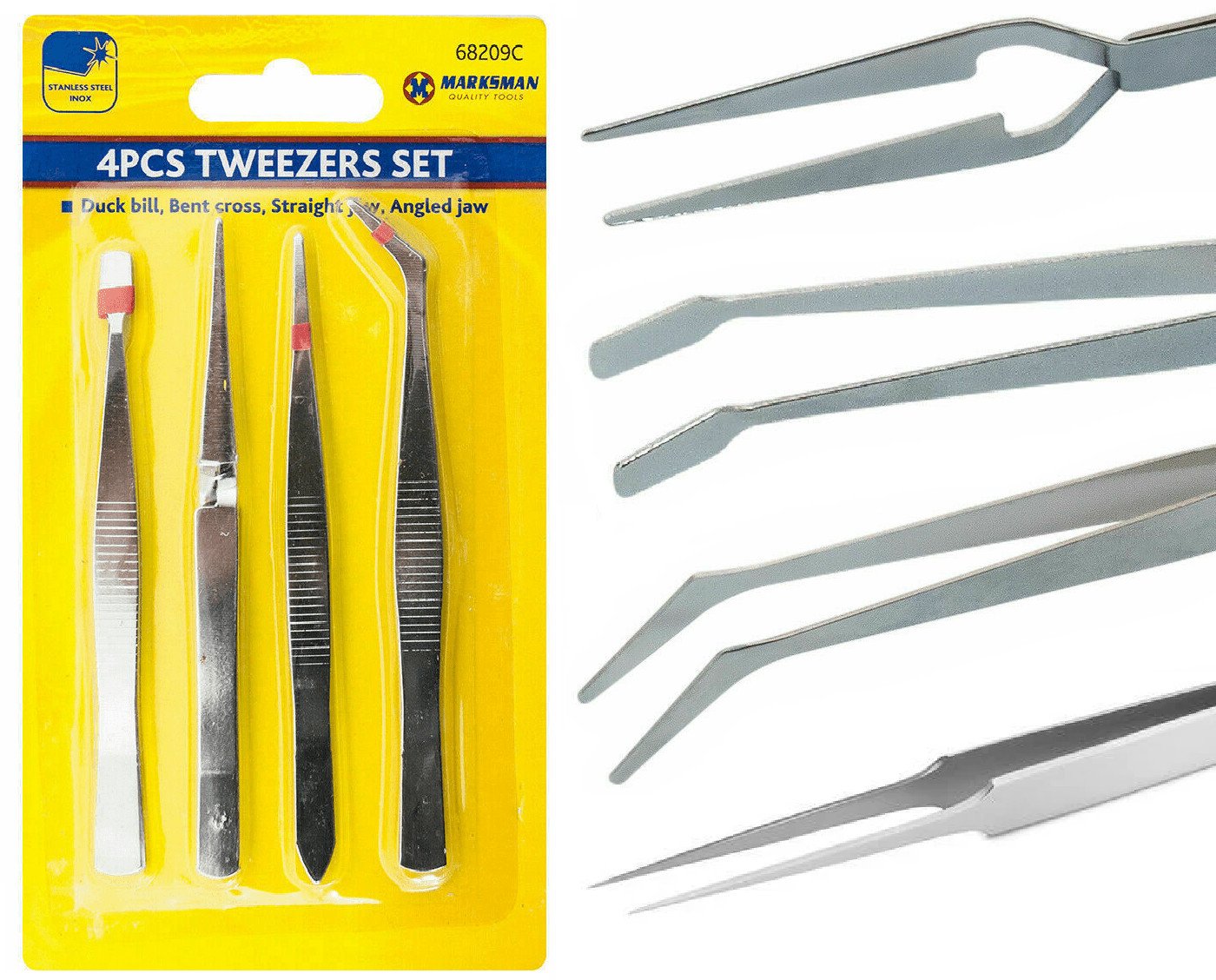 4 Pcs Professional Stainless Steel Tweezers Set Eyebrow Hair Pluckers UK