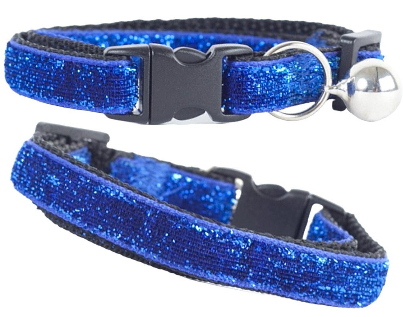 ADJUSTABLE VELVET SPARKLY SPARKLE SPARKLES CAT COLLAR WITH SAFETY BUCKLE + BELL