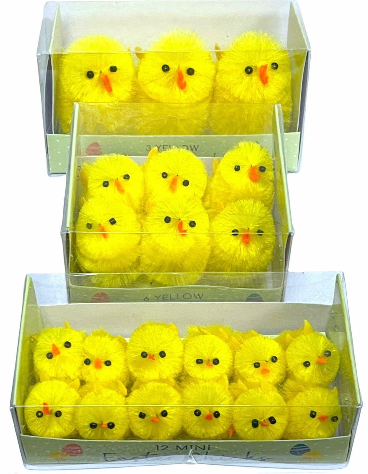🎁 3 Pack Mini Yellow Chicks Bonnet Hat Craft Kids Easter Egg Hamper Decorations