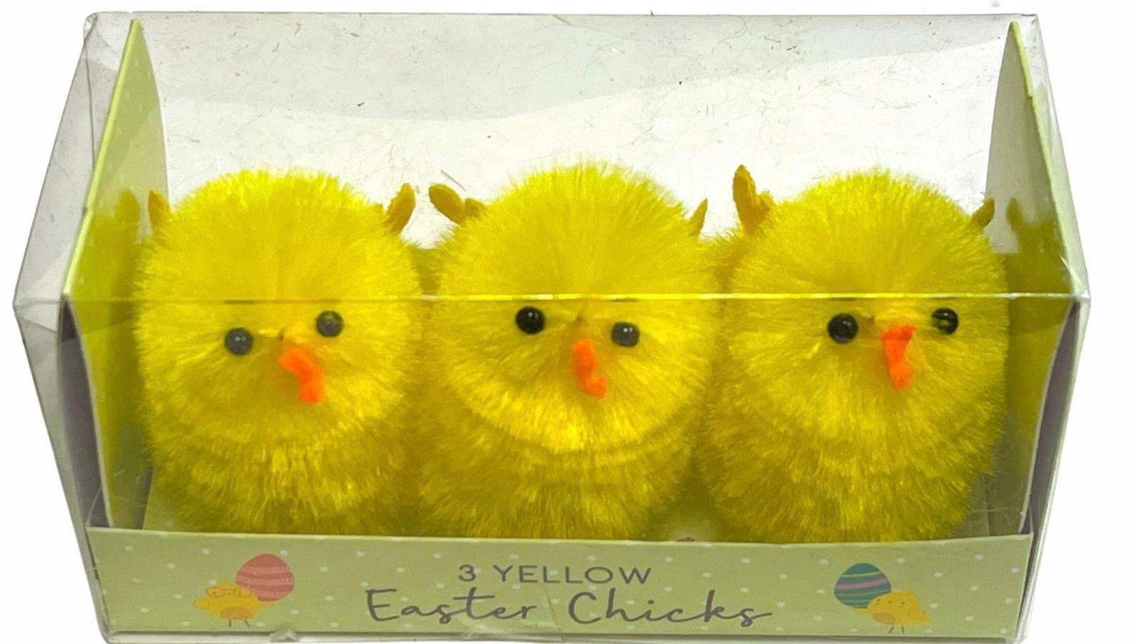 🎁 3 Pack Mini Yellow Chicks Bonnet Hat Craft Kids Easter Egg Hamper Decorations