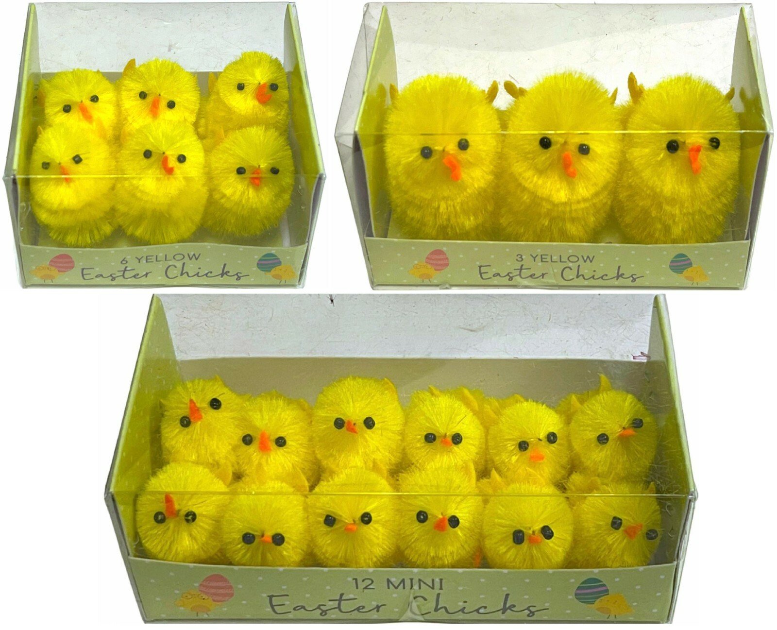 🎁 3 Pack Mini Yellow Chicks Bonnet Hat Craft Kids Easter Egg Hamper Decorations