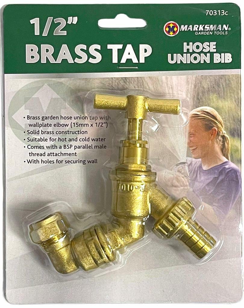 1/2" Brass Tap Hose Union BIB outside Wall Elbow Water Butt Garden Outlet Hose