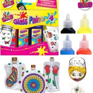 ArtBox Glass Paints Bright Assorted Colours 4x 22ml Make & Design Own Glass Art