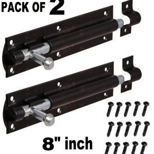 2x Heavy Duty Large Garden Gate Shed Sliding Door 8″Tower Bolt Black Latch Catch