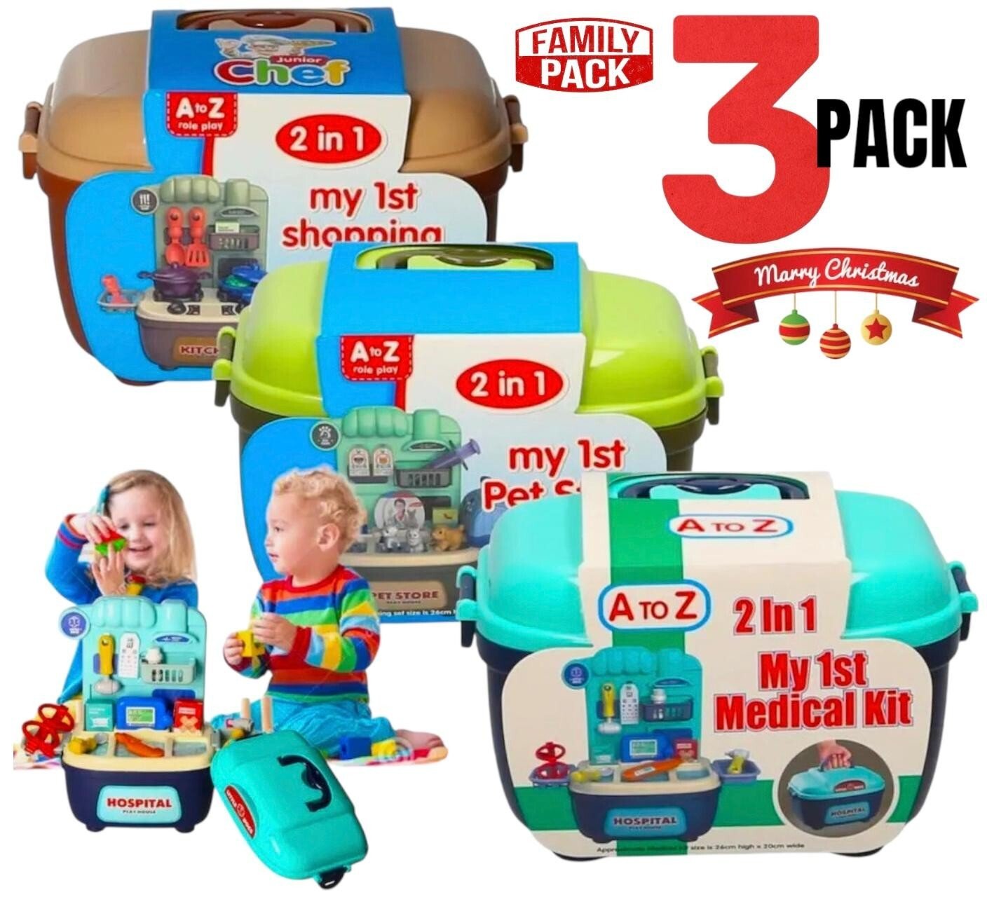 3 PK MY FIRST KITCHEN COOKING MEDICAL SET PRETEND PLAY COOKWARE PLAY LEARN KIDS