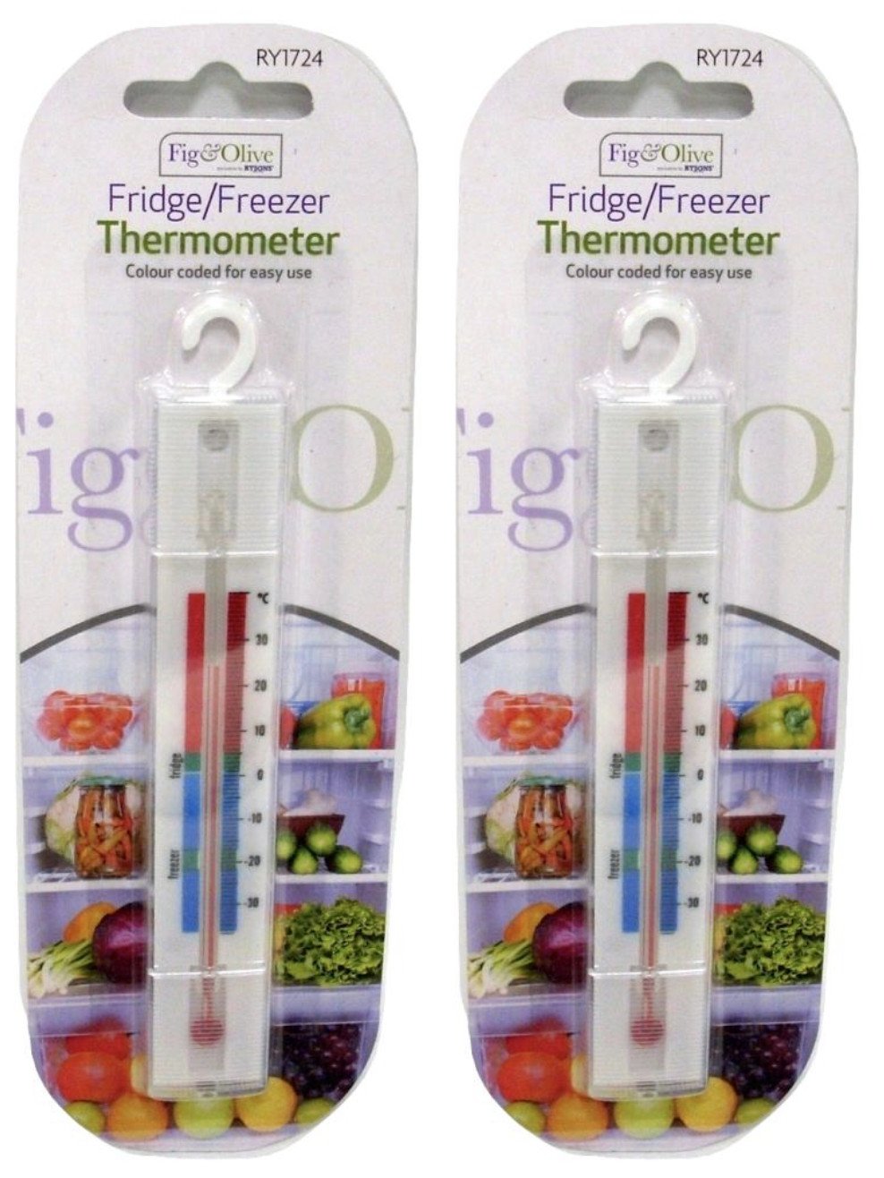 2 Pack Fridge Freezer Thermometer Temperature Checker Hanging Hook Kitchen
