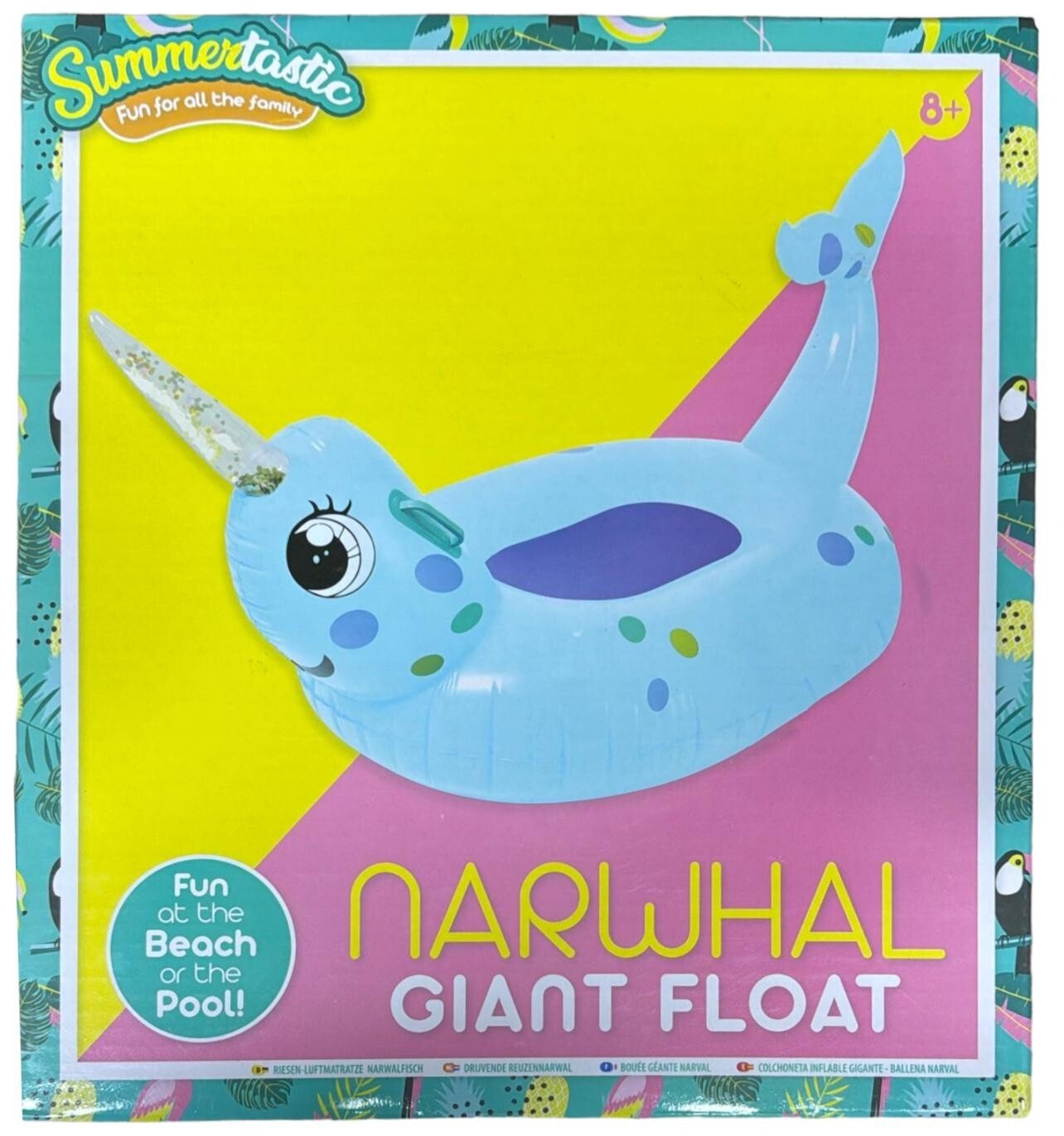 Inflatable Float Narwhal Glitter Water Pool Lounger Float Holiday Pool Fun 105CM