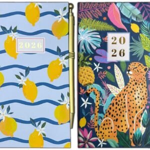 2026 Diary Slimline Week to View Safari Cheetah With Pen Slim Diary Year Planner