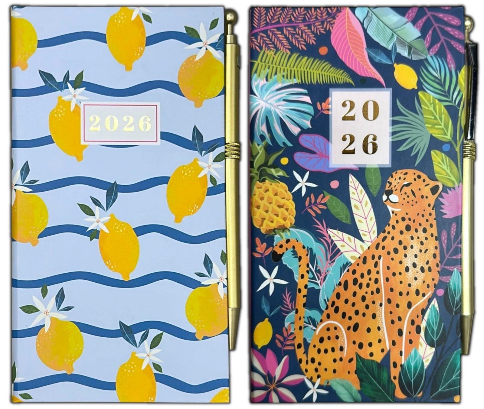 2026 Diary Slimline Week to View Safari Cheetah With Pen Slim Diary Year Planner