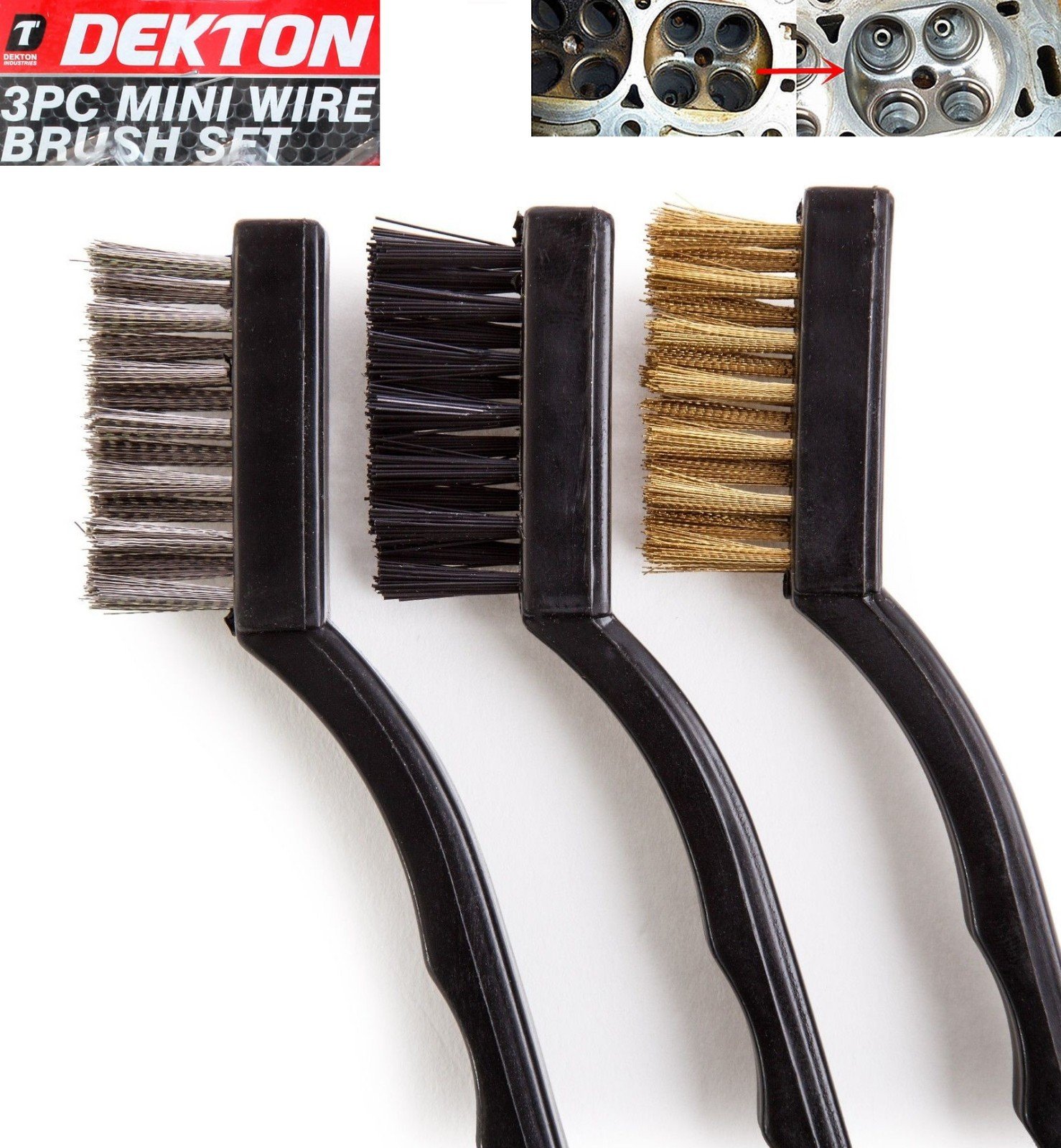 3x MINI STAINLESS STEEL BRASS WIRE BRISTLE BRUSH RUST REMOVAL CLEANING TOOL SM