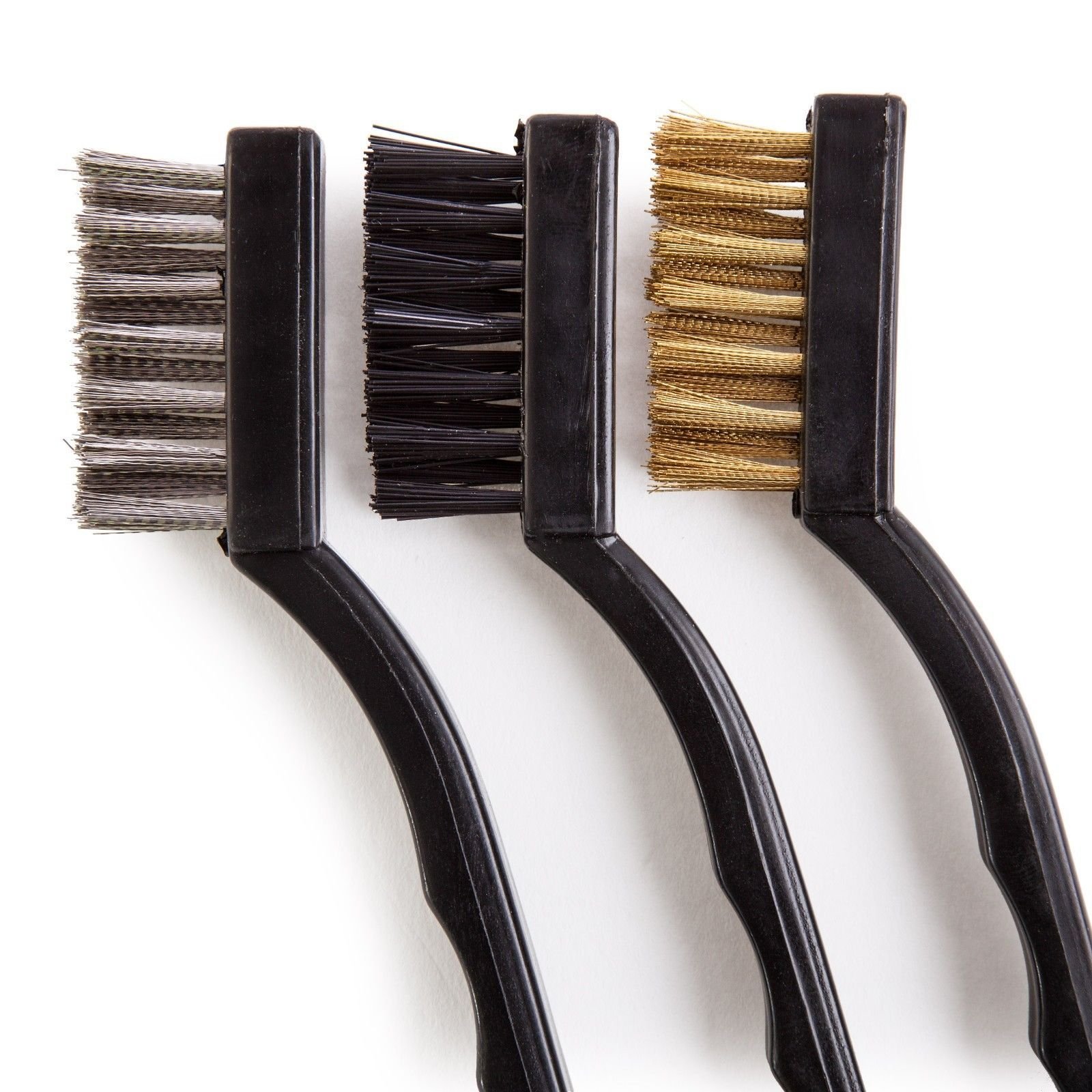 3x MINI STAINLESS STEEL BRASS WIRE BRISTLE BRUSH RUST REMOVAL CLEANING TOOL SM