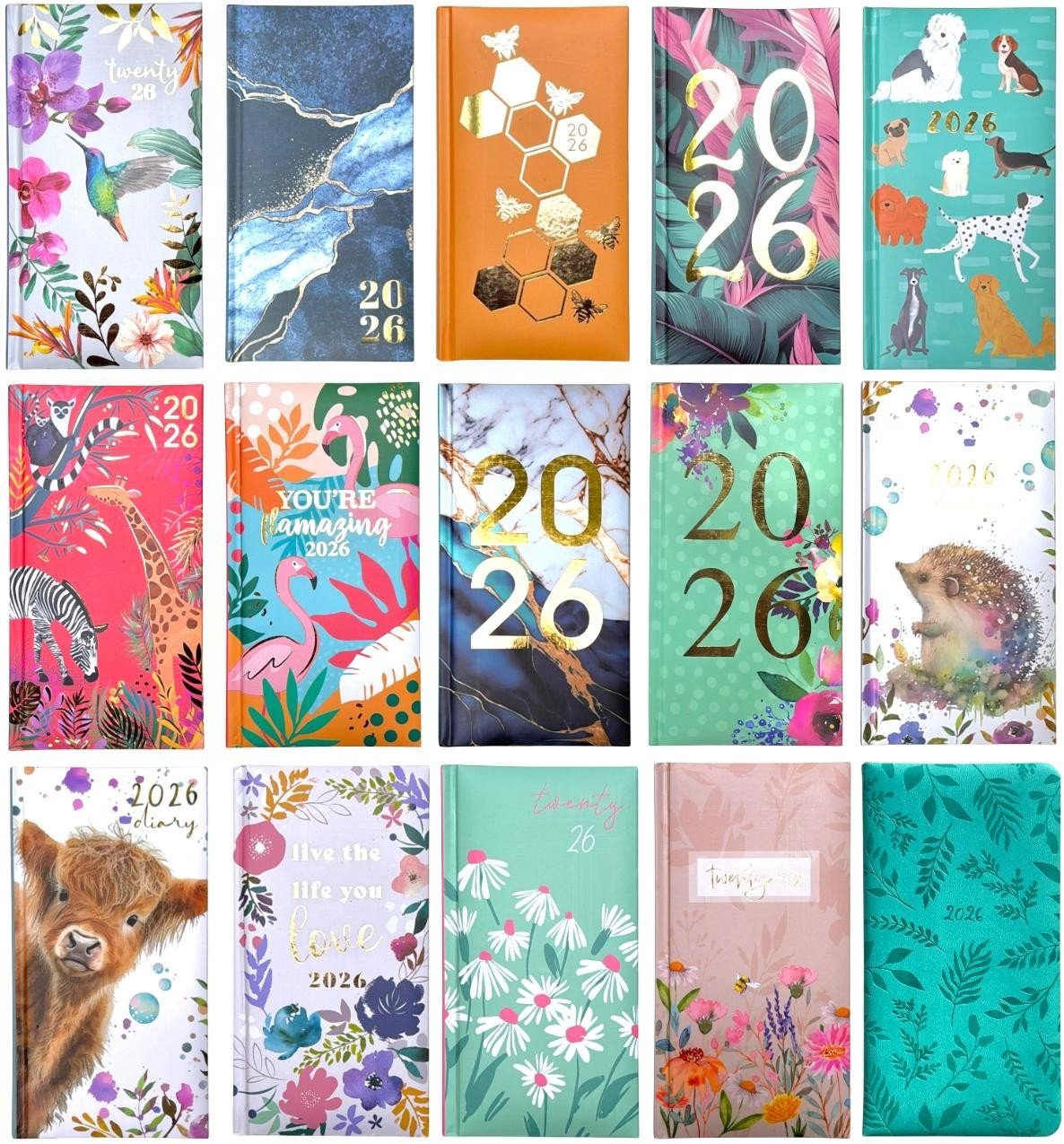 2026 Slim Diary Week to View Safari Animal Butterfly Fashion Full Year Planner