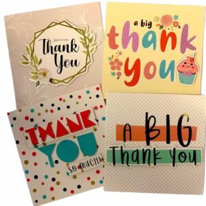Pack of 4 Mixed Assorted Beautiful Hand Made THANK YOU Pop Up Card, 4 Designs