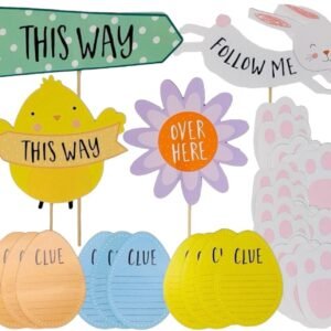 Easter Egg Hunt Party Game Decor Trail Arrow Signs Bunny Feet Rabbit Footprint🐣