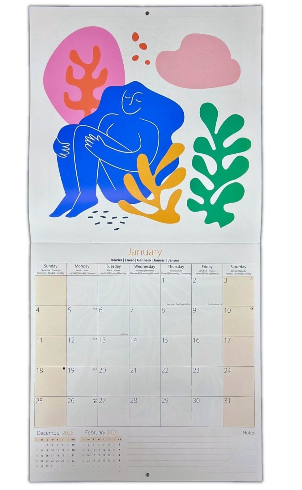 2026 Large month to view wall Hanging calendar Office Home planner organiser UK