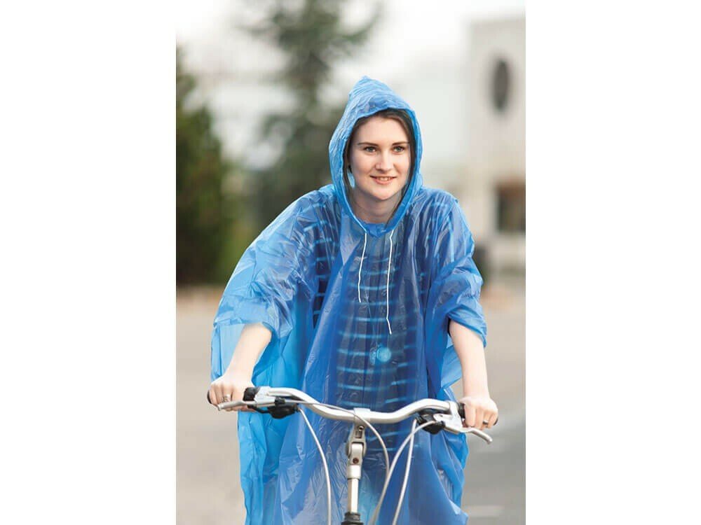 Adult Rain Poncho Blue Waterproof Plastic Disposable Rain Hat Hood Ladies Mens