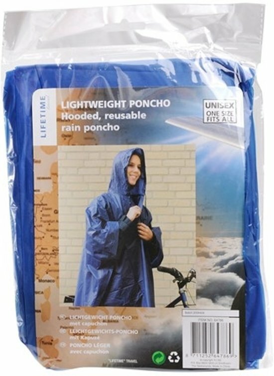 Adult Rain Poncho Blue Waterproof Plastic Disposable Rain Hat Hood Ladies Mens