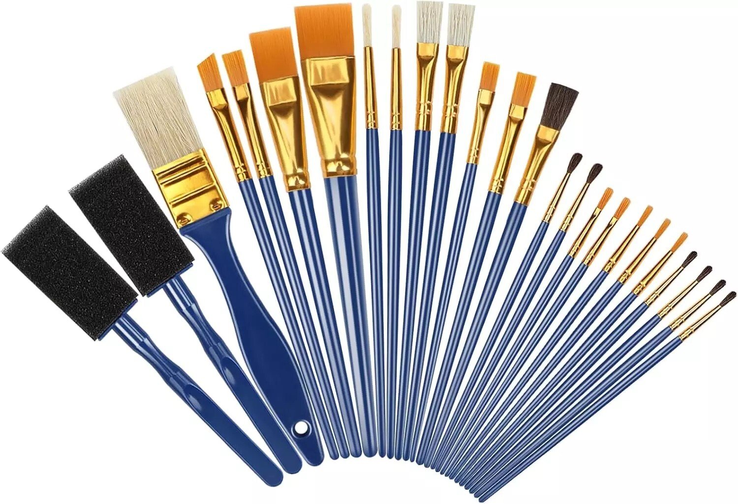 25 PCS Paint Brush Set, Professional Enhanced Synthetic Artist Paint Brushes