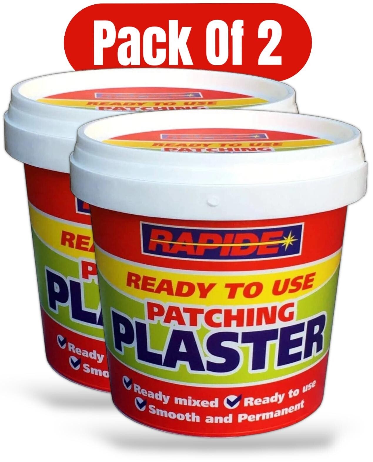 2 PATCHING PLASTER READY MIXED QUICK SMOOTH REPAIRS HOLES CRACKS FILLER TUB 500G