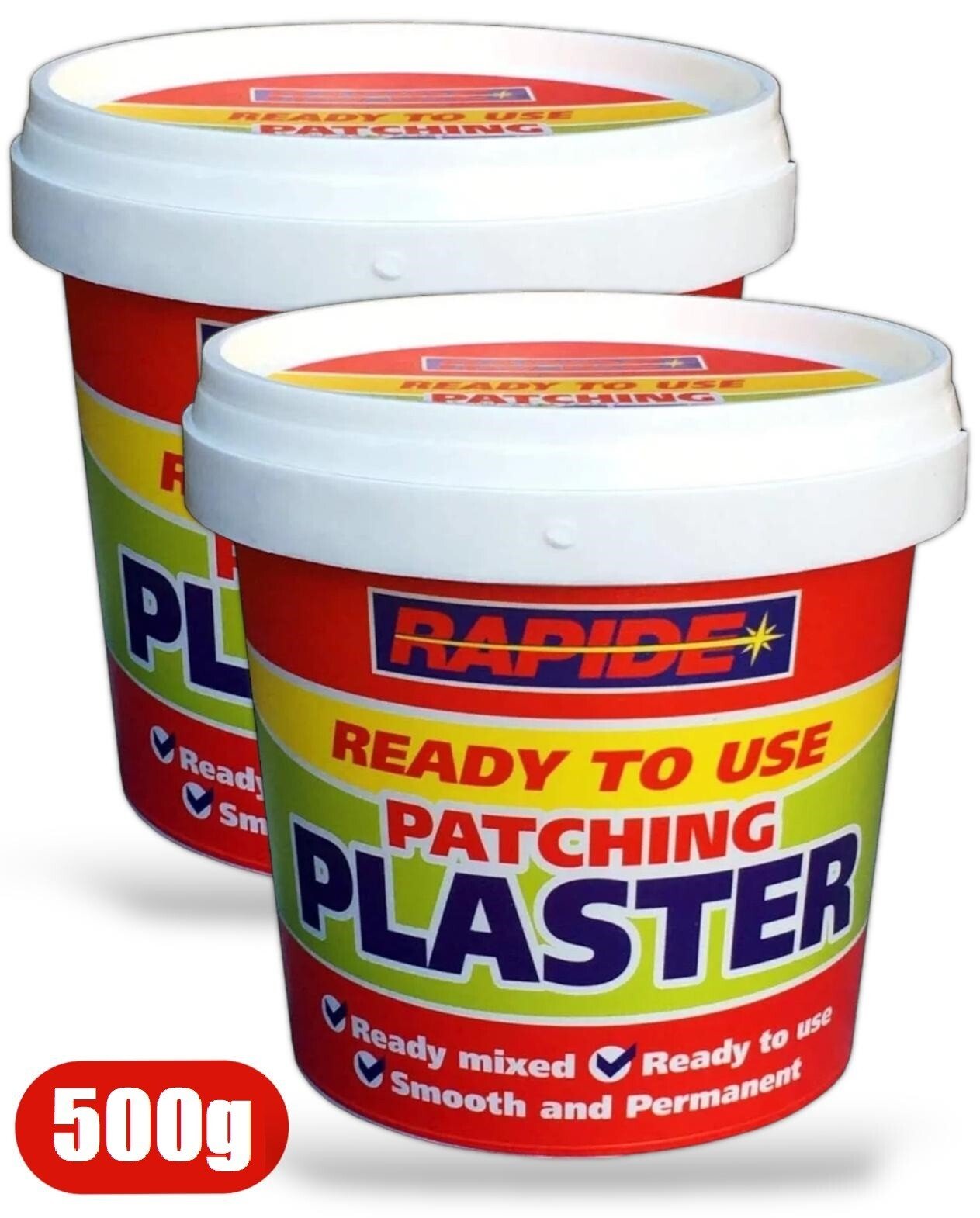 2 PATCHING PLASTER READY MIXED QUICK SMOOTH REPAIRS HOLES CRACKS FILLER TUB 500G