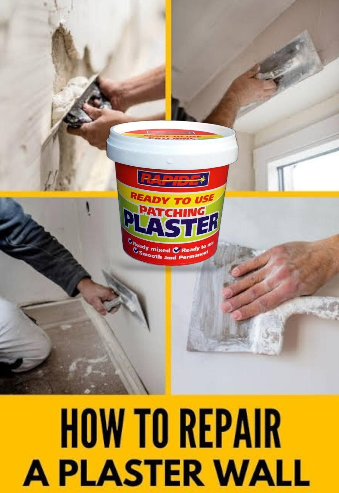 2 PATCHING PLASTER READY MIXED QUICK SMOOTH REPAIRS HOLES CRACKS FILLER TUB 500G