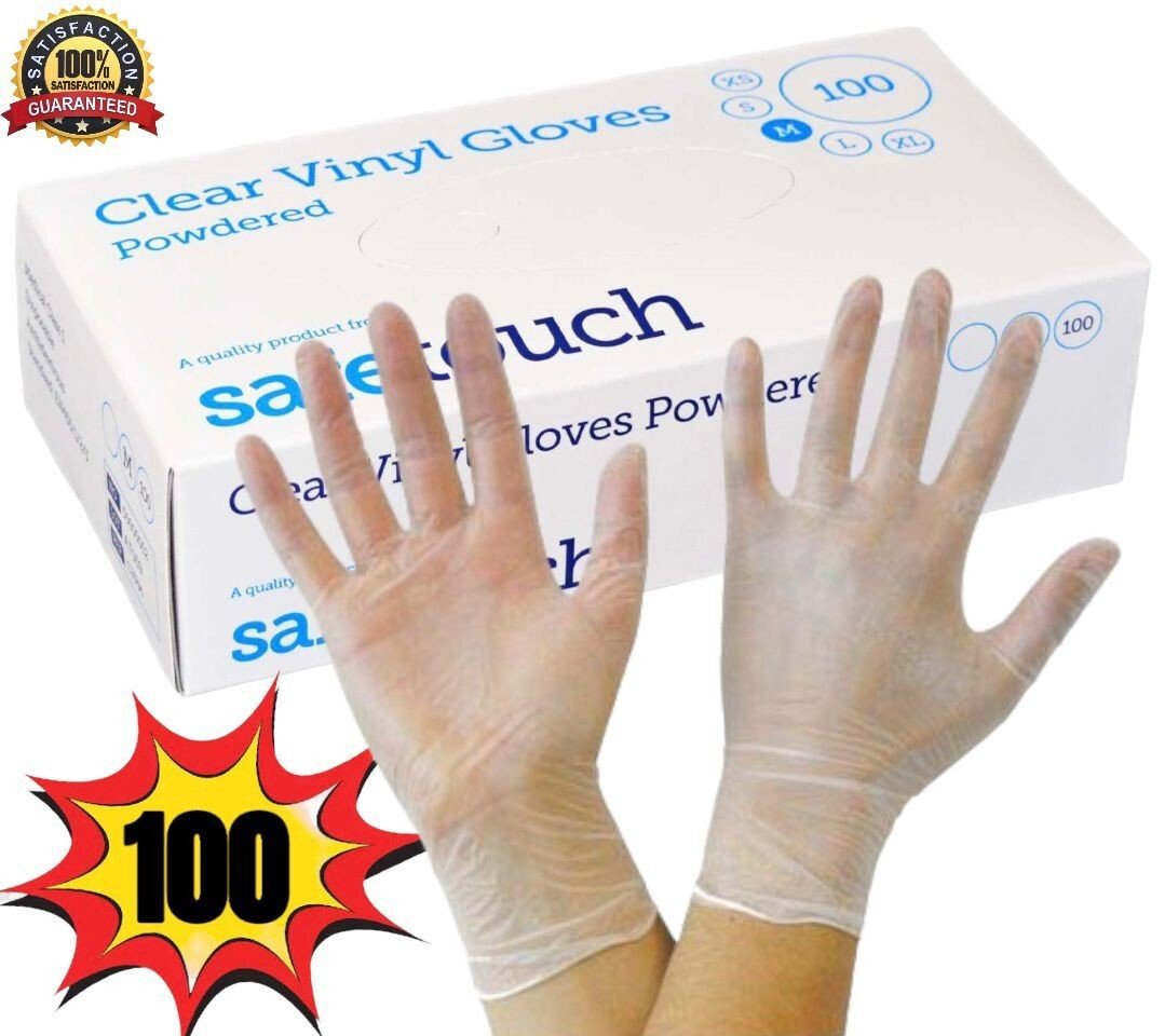Disposable Vinyl Gloves Powder Latex Free Work Strong Tattoo Food BOX 100-Medium