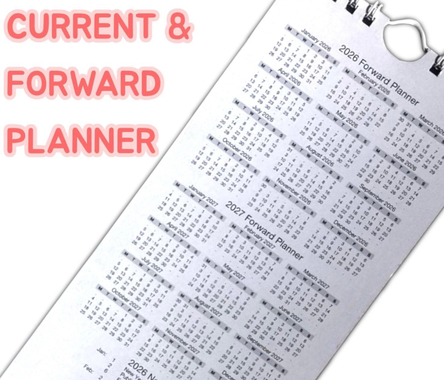 2026 Slim Month To View 1 Column Spiral Bound Wall Planner Calendar Organiser