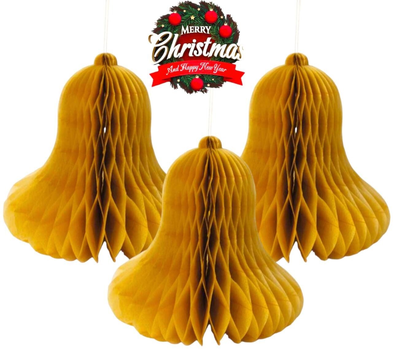 Honeycomb Paper Christmas Bells Christmas Party Hanging Tablescape Decoration