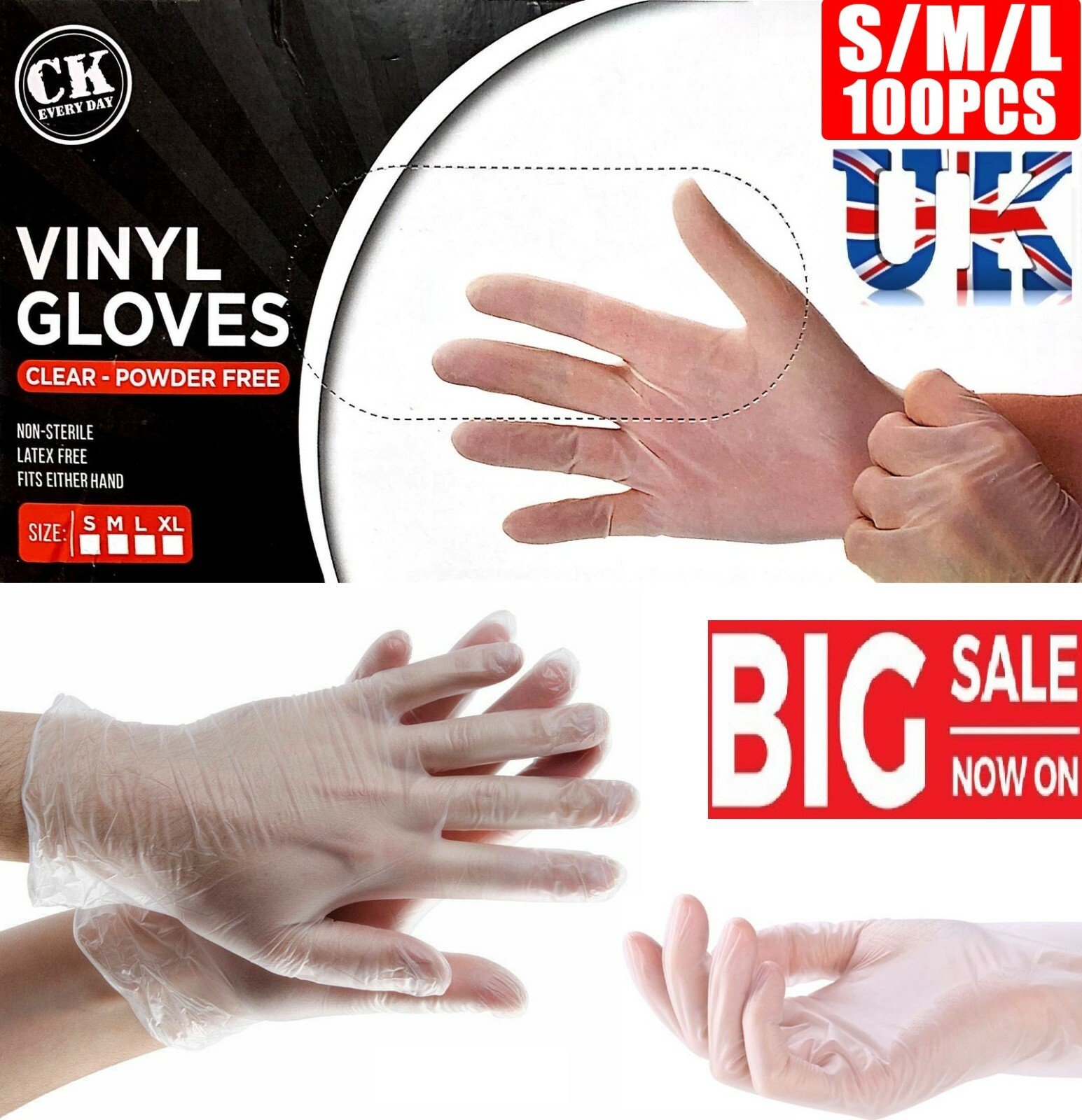 Disposable Vinyl Gloves Powder Free / Latex Free Work Strong Tattoo Food Nitrile