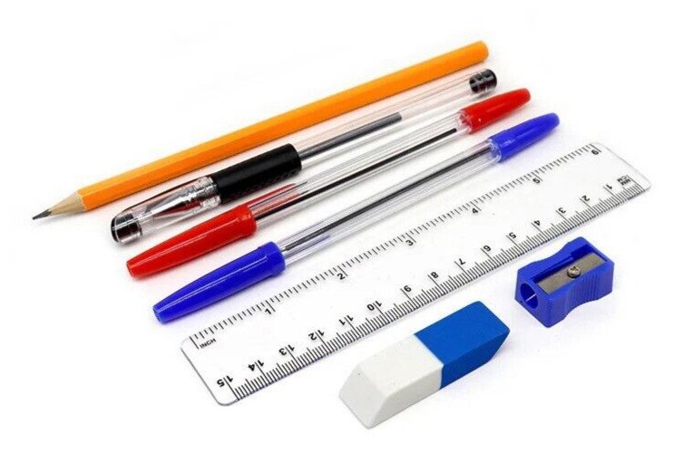 7pk School Stationery Set for Kids Stationary Pencil Sharpener Eraser Rubber UK