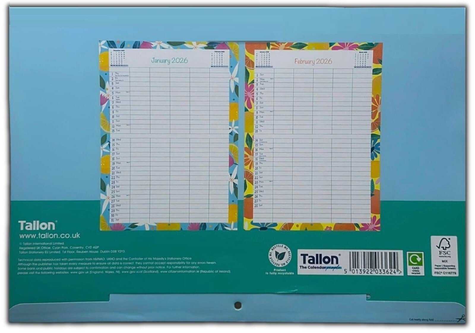 2026 Family Calendar A3 Folded Planner 5 Column One Month To View Organiser Home
