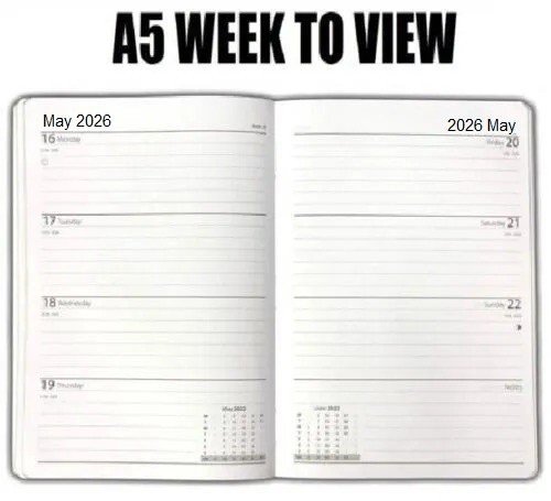 2026 Slim Pocket A5 Week to View Vintage Floral Family Organiser Diary Office