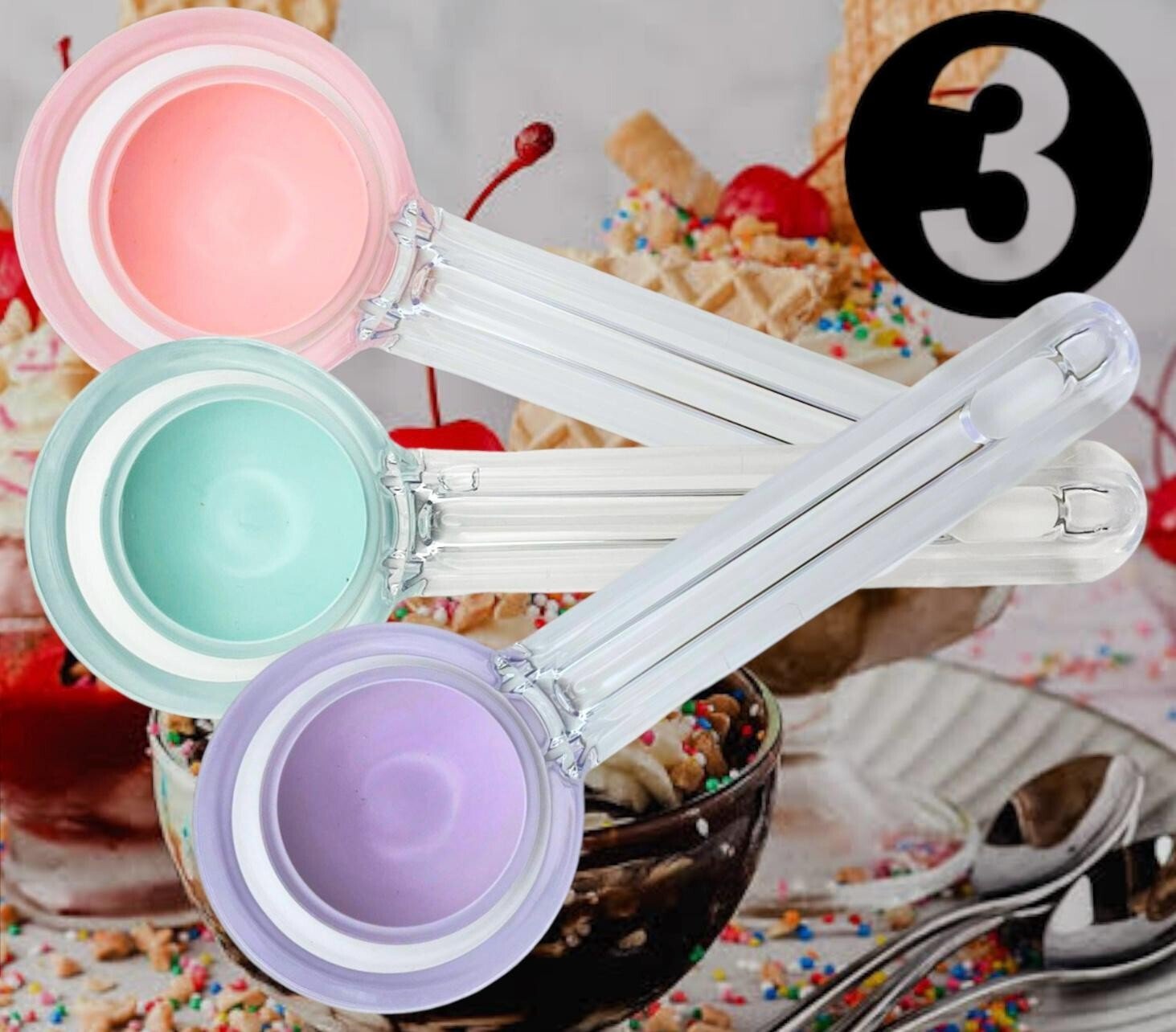 3 PK Simply Press Ice Cream Scoop Easy Release Scooping Ice Cream Sorbet Dessert
