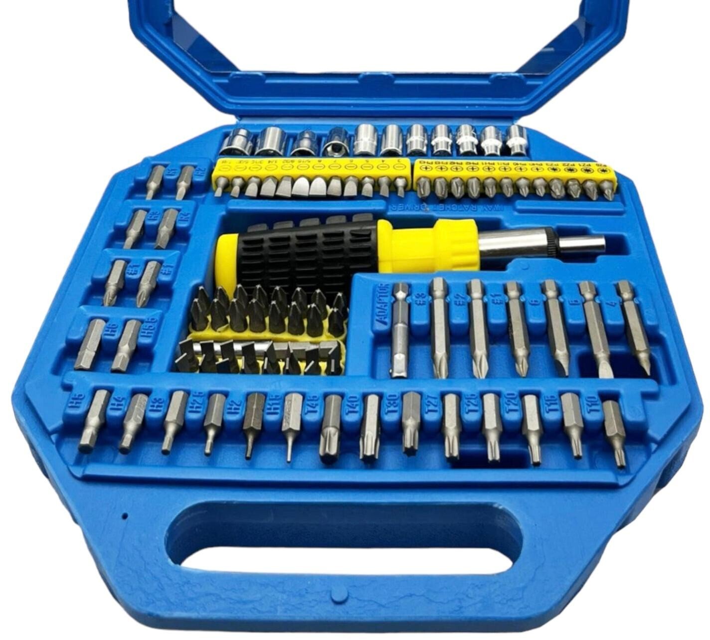 101 Pcs Reversible Ratchet Driver Screwdriver & Socket Bit Set Torx Pozi Hex PH