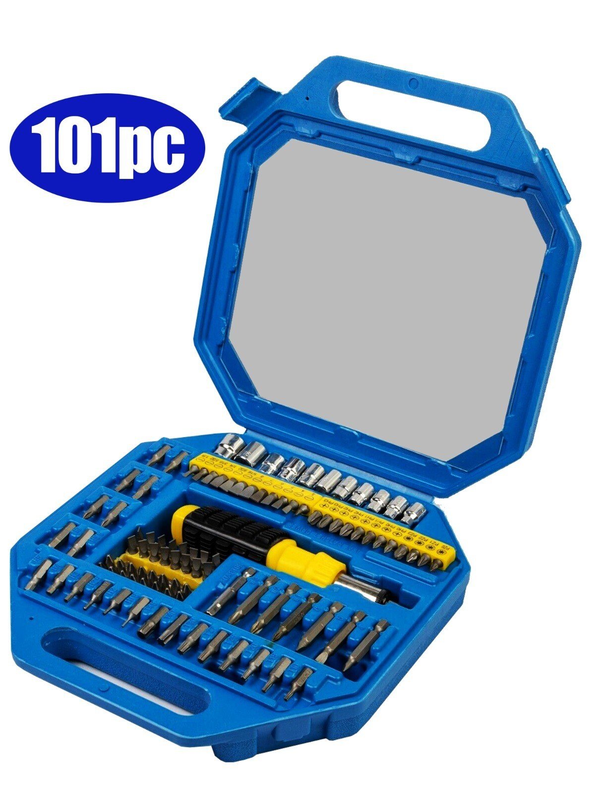 101 Pcs Reversible Ratchet Driver Screwdriver & Socket Bit Set Torx Pozi Hex PH