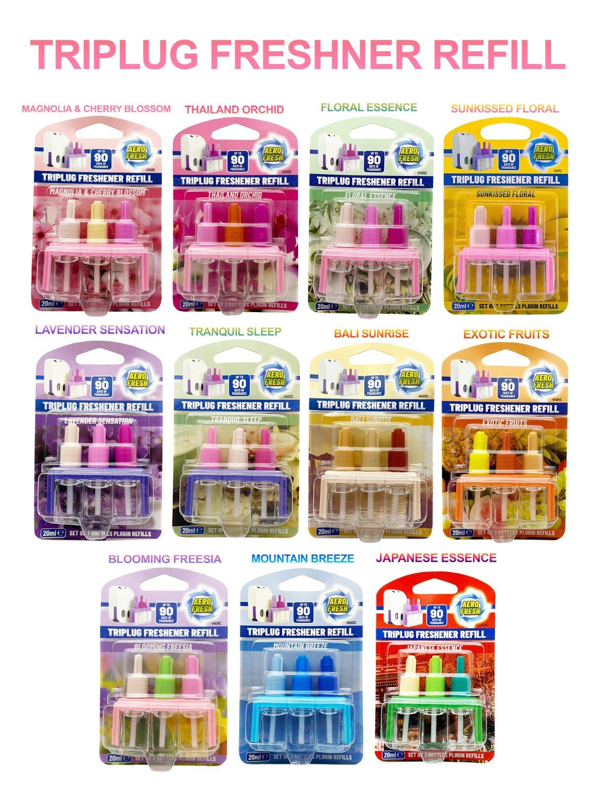 4 X AEROFRESH SCENTS 3VOLUTION PLUG IN REFILLS FOR AMBI PUR MACHINE CHOOSE SCENT