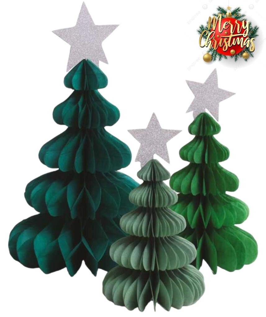 Honeycomb Paper Christmas Tree Christmas Party Hanging Tablescape Decoration