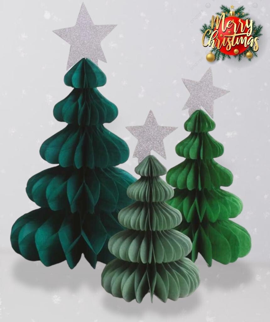 Honeycomb Paper Christmas Tree Christmas Party Hanging Tablescape Decoration
