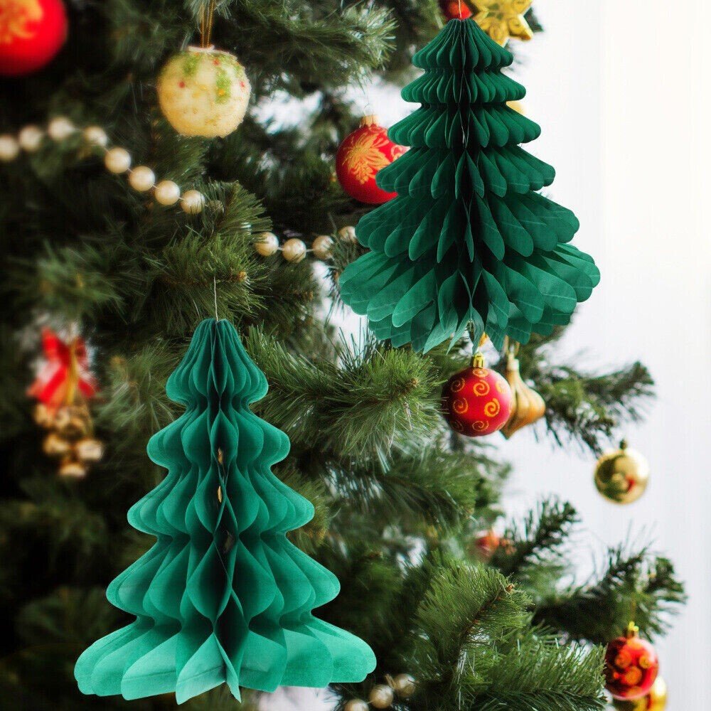 Honeycomb Paper Christmas Tree Christmas Party Hanging Tablescape Decoration