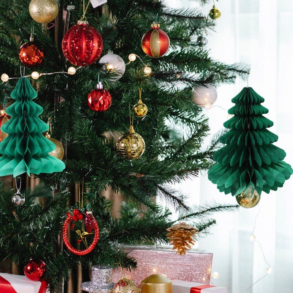Honeycomb Paper Christmas Tree Christmas Party Hanging Tablescape Decoration