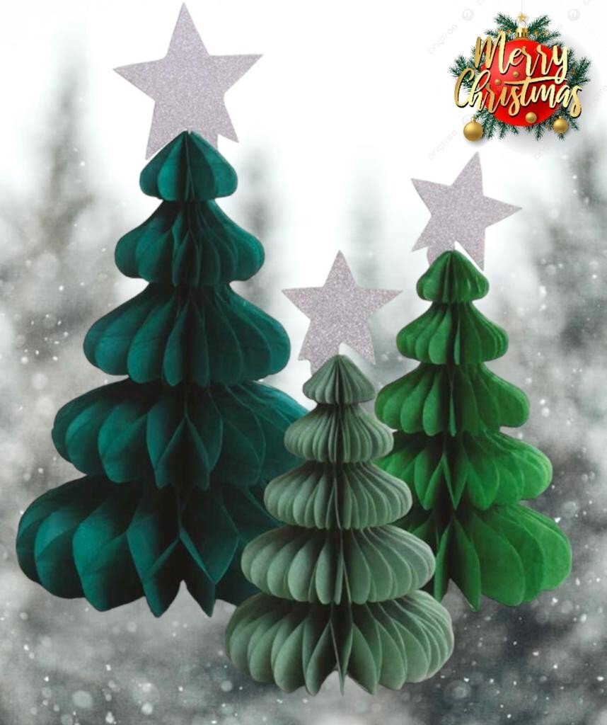 Honeycomb Paper Christmas Tree Christmas Party Hanging Tablescape Decoration