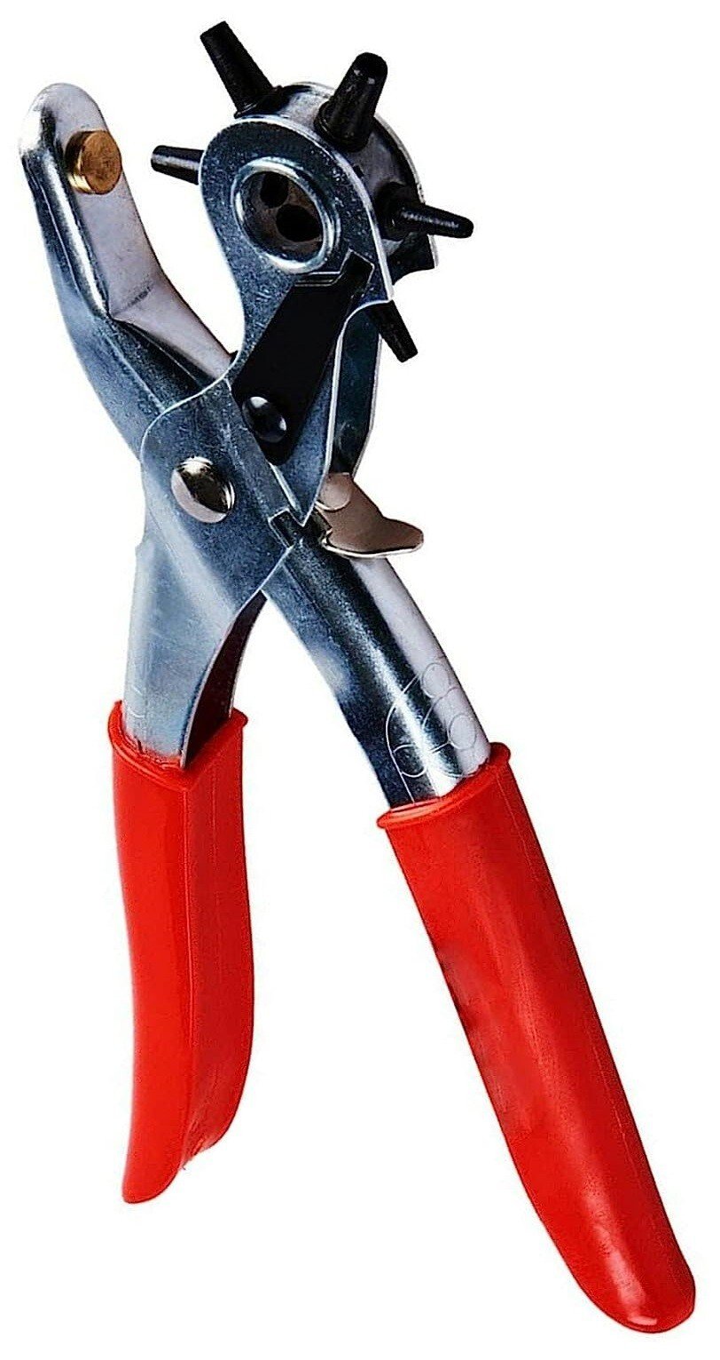 REVOLVING LEATHER PUNCH RIVET PLIER 6 SIZES DIY BELT EYELET PUNCHER 6 HOLE CUT