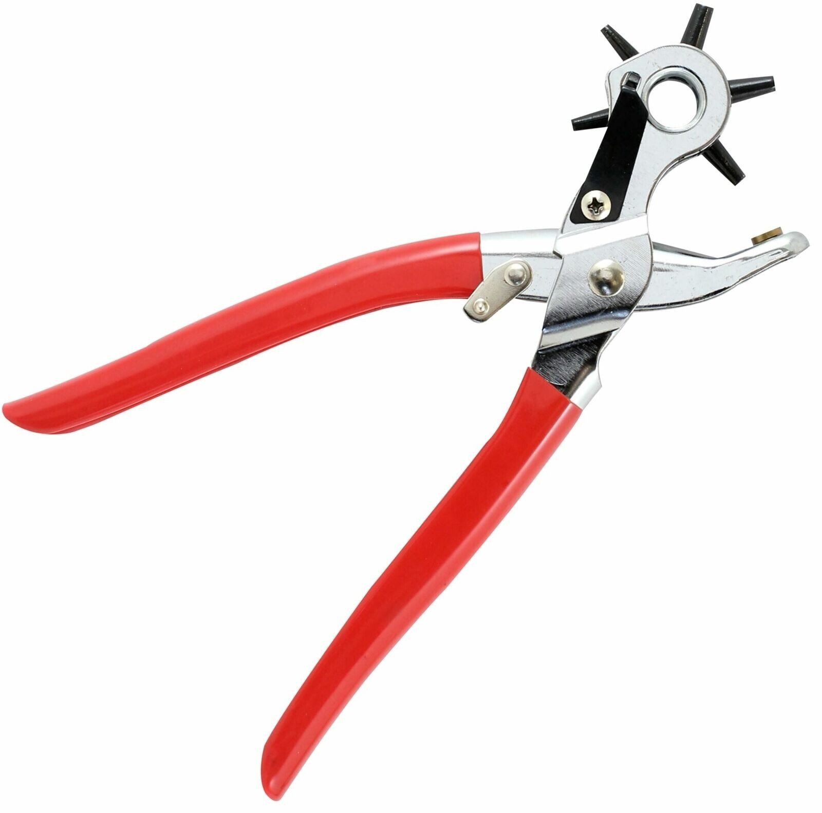 REVOLVING LEATHER PUNCH RIVET PLIER 6 SIZES DIY BELT EYELET PUNCHER 6 HOLE CUT